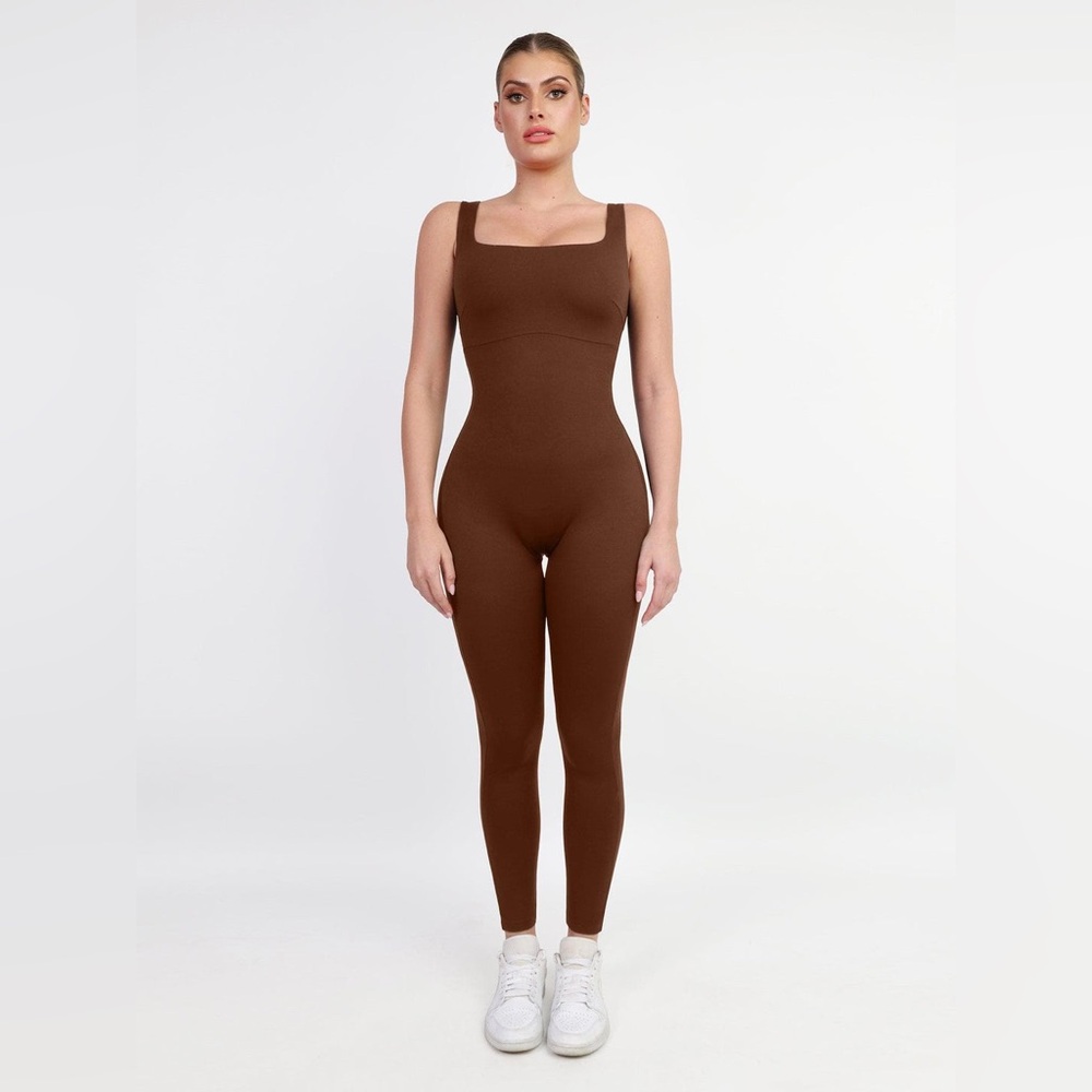 Popilush Brown Ribbed One-Piece Bodysuit Large